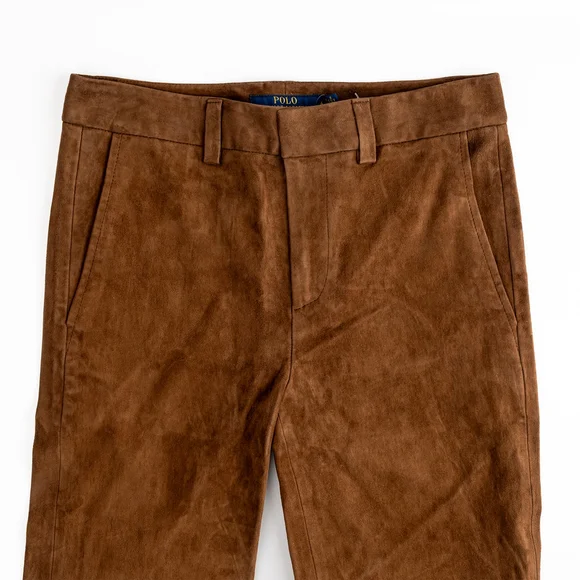 NWT Polo Ralph Lauren Lamb Suede Flared Pants Brown $1298 - Size 4 - Picture 4 of 10
